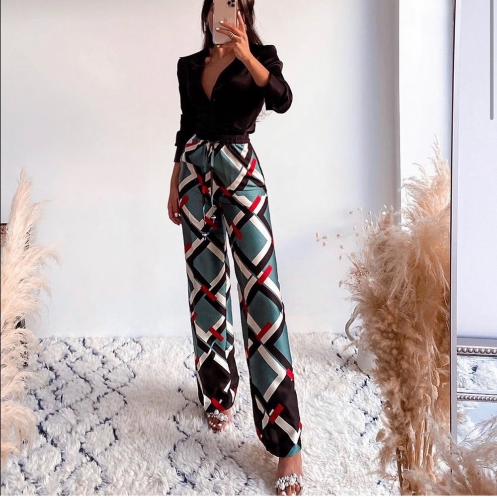 Zara Satin High Waisted Pants
